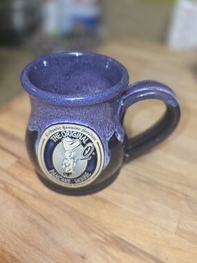 Purple Drip Ceramic Coffee Mug with Pancake House Medallion Poway And Temecula
